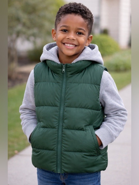 Old Navy Other - Old Navy Green Puffer Vest Kids Size M (8) Water-Resistant Lightweight